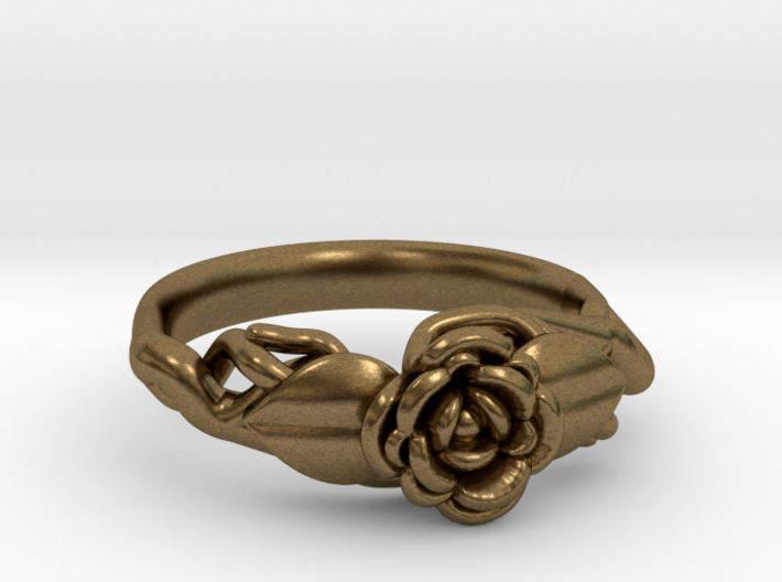 Ring with a rose on a branch 3d printed