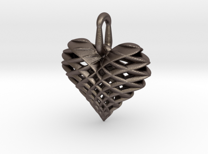 Heart Pendant Dual Twist Small 3d printed 