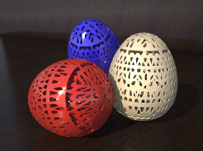Classical Easter Egg 3d printed rendering of different egg colours