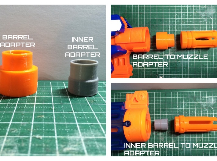 Nerf barrel attachment point to muzzle adapter  3d printed 