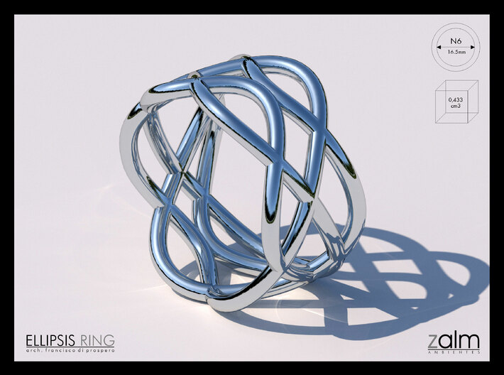 Ellipsis Ring N6 by Fran Di Prospero - L½ - Ø int. 3d printed