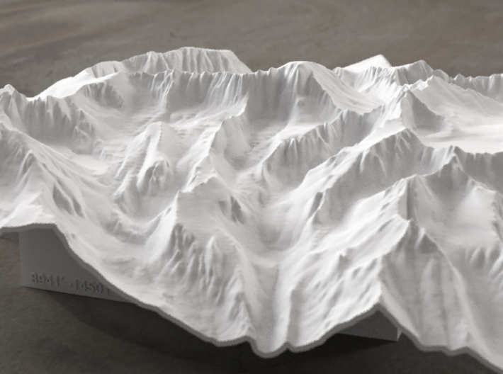 8'' Mt. Whitney Terrain Model, California, USA 3d printed Radiance rendering