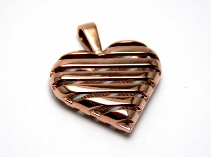 Striped heart pendant 3d printed
