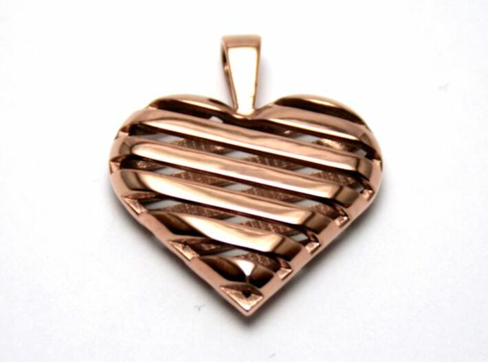 Striped heart pendant 3d printed 