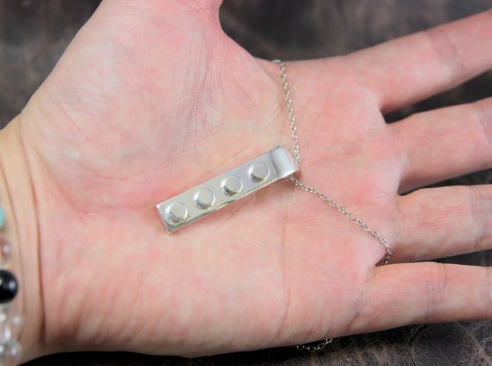 Brick Pendant 3d printed This material is Polished Silver (Chain not included.)