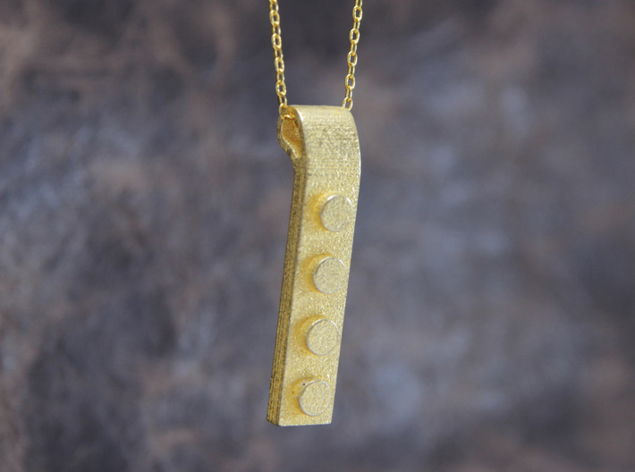 Brick Pendant (Stainless steel version) 3d printed This material is Polished Gold Steel (Chain not included.)