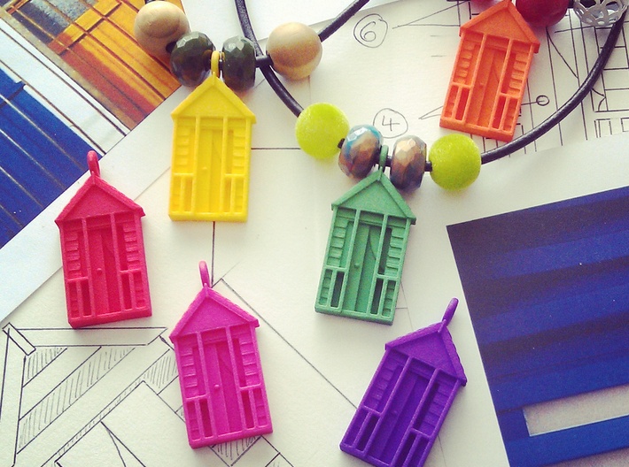 'Beach Hut' Strong and Flexible Plastic Pendant 3d printed