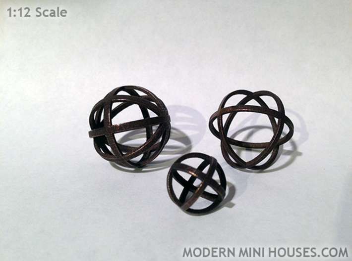 Sphere 1:12 scale decor 3d printed Polished Bronze Steel