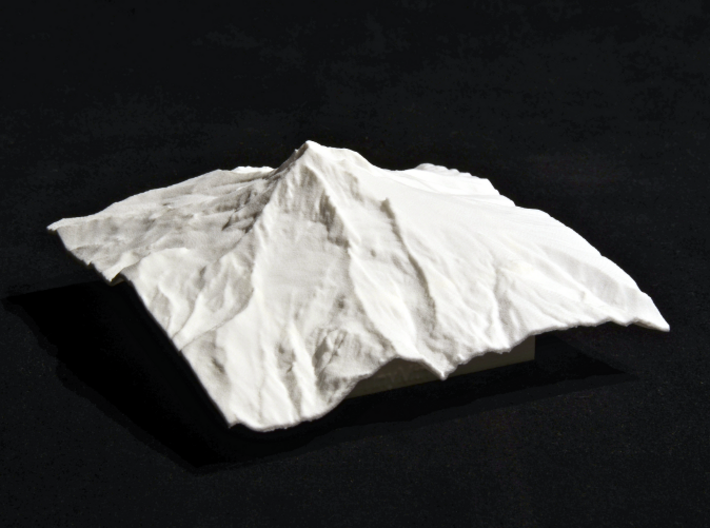 4'' Mt. Hood, Oregon, USA 3d printed Photo of actual model, viewed from the West