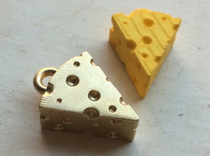 Swiss Cheese Pendant 3d printed Yellow Strong and Flexible and Raw Brass
