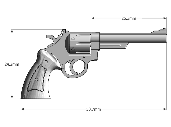 1:6 Scale 44 Magnum Revolver 6in Barrel  3d printed 