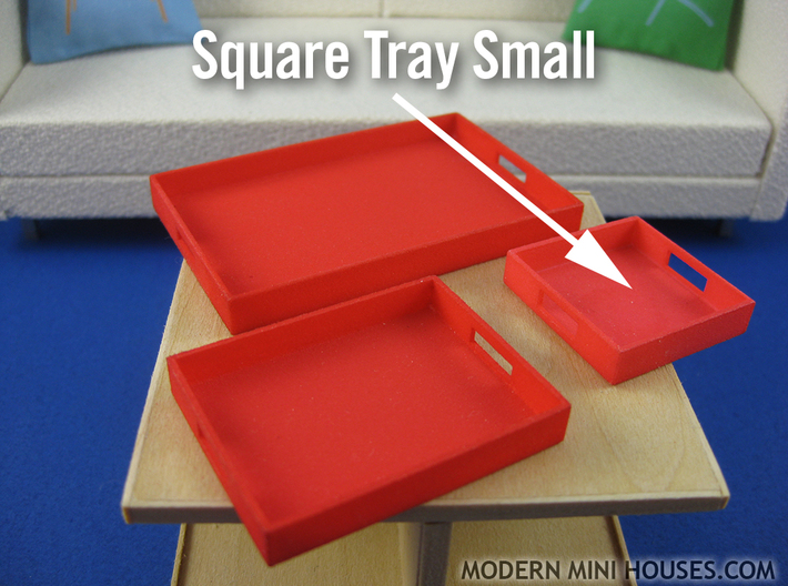 Square Tray Small 1:12 scale 3d printed (actual material Red Strong &amp; Flexible Polished)