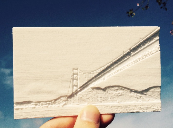 Golden Gate Lithography 3d printed Solid lithographic when held with light