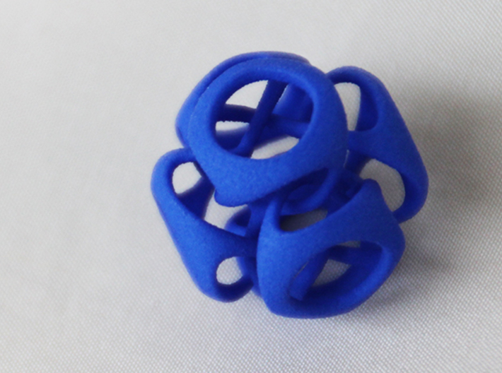 Tangled Cube Pendant 3d printed Blue Strong & Flexible Polished