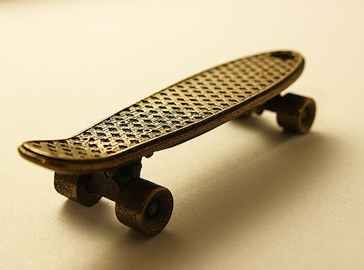 Mini Penny Board - 3D Printed in Stainless Steel 3d printed in Antique Bronze Steel