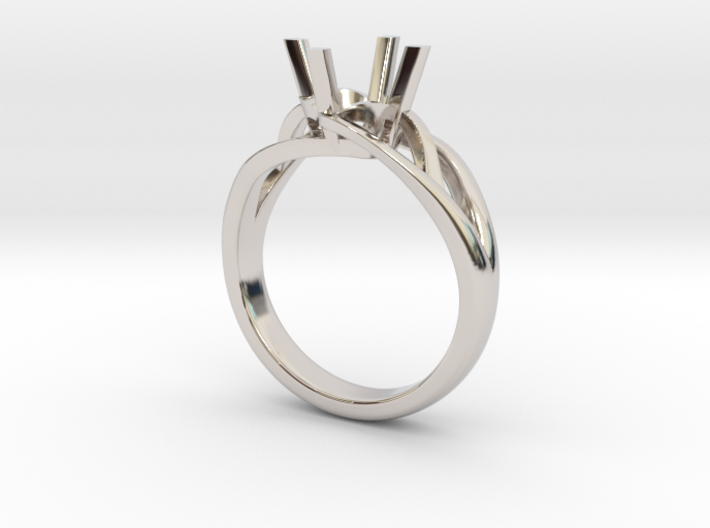 Solitaire Engagement Ring w/Branched Band 3d printed