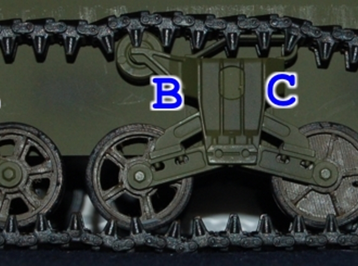 1/16 HengLong M4 Sherman spoked wheels 3d printed B in this picture