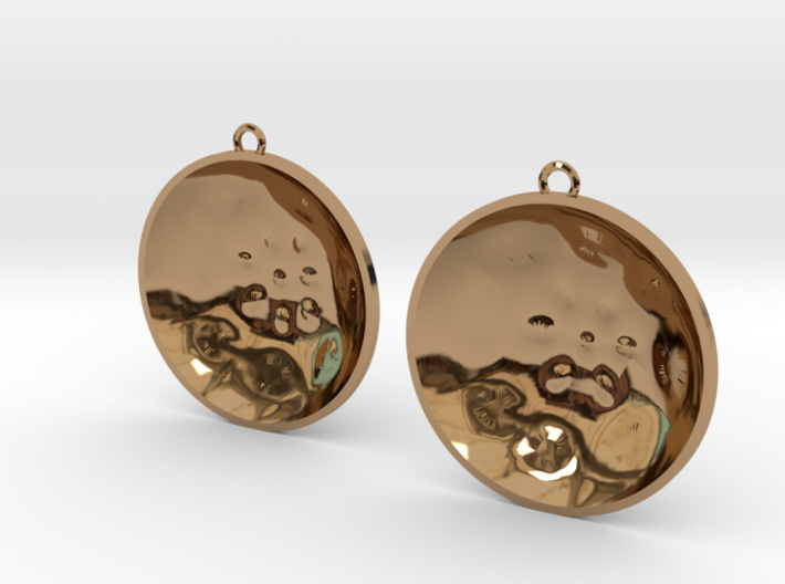 Double Tenor &quot;surface&quot; steelpan earrings, L 3d printed