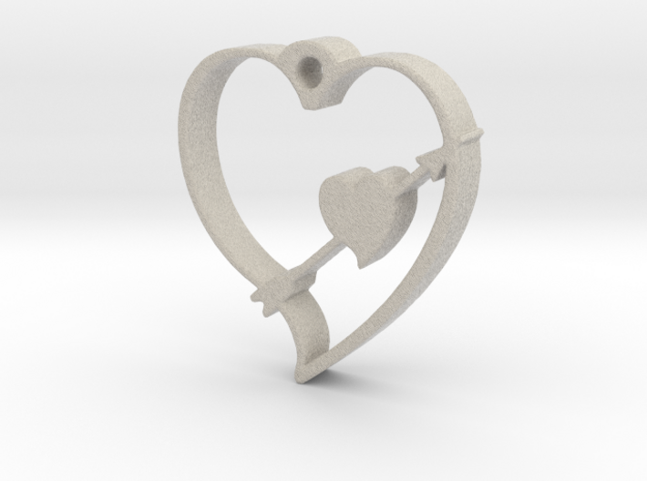 Cupid's Shot Heart Pendant 3d printed