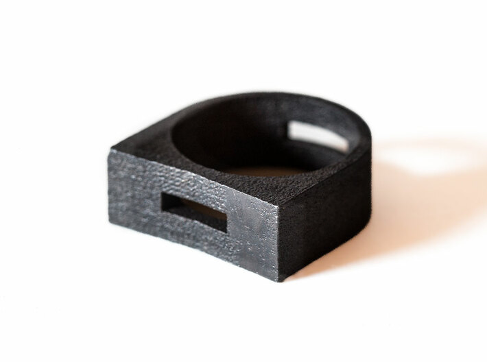 Blackmetal Ring 3d printed The Blackmetal ring 3D printed in Matte Black Steel.