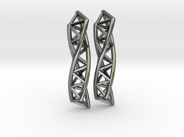 Triple Helix Earrings 3d printed