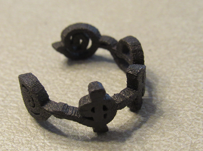 &quot;Kaiidth&quot; Vulcan Script Ring - Cut Style 3d printed Pictured: Matte Black Steel
