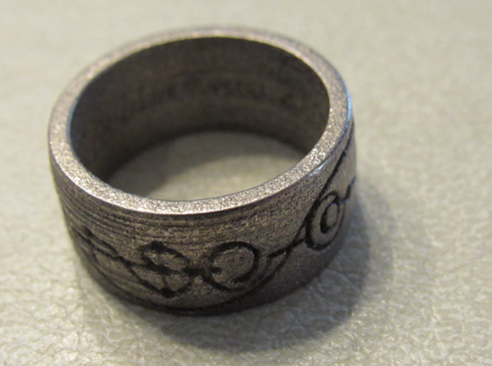 &quot;IDIC&quot; Vulcan Script Ring - Engraved Style 3d printed Pictured: Polished Nickel Steel