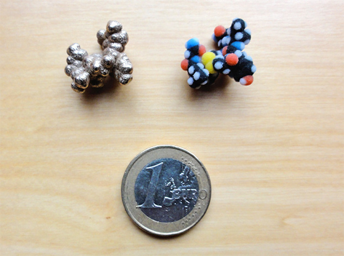 Oxytocin NonaPeptide 1A = 1mm 3d printed Stainless steel and full color sandstone prints.