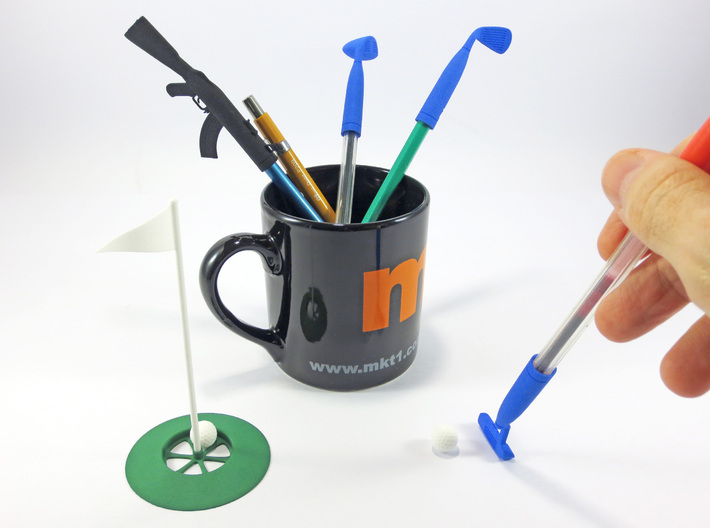 Desk Golf (BASIC SET) 3d printed Set in blue,  white, and green. Get your set like this at the button below.
