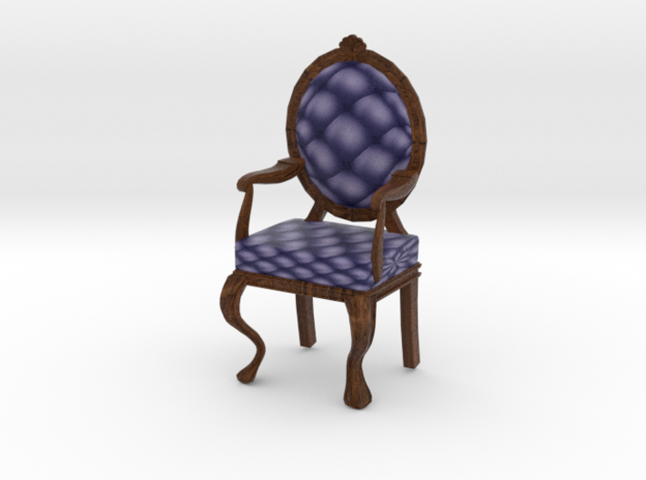1:24 Half Inch Scale NavyDark Oak Louis XVI Chair 3d printed
