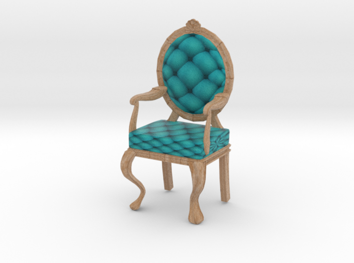 1:24 Half Inch Scale TealPale Oak Louis XVI Chair 3d printed