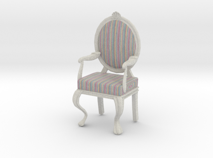 1:12 Scale Pastel Striped/White Louis XVI Chair 3d printed