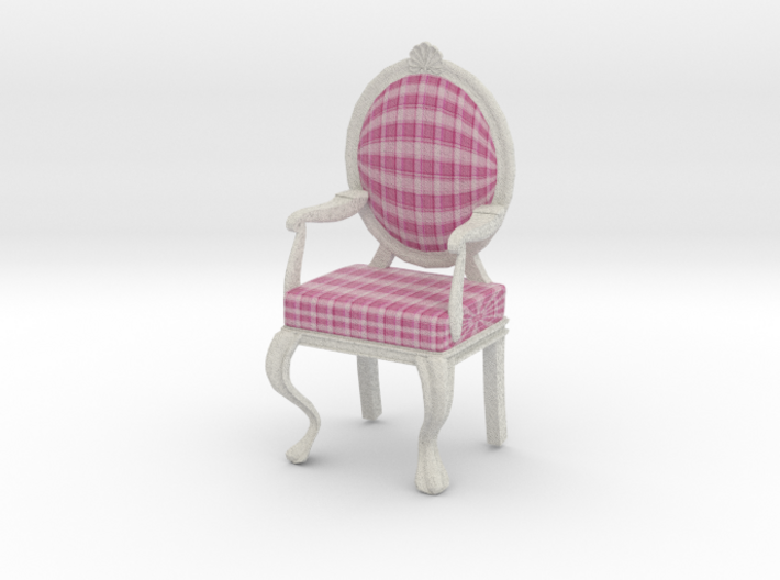1:12 Scale Pink Plaid/White Louis XVI Chair 3d printed