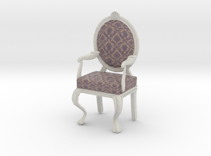 1:12 Scale Purple Damask/White Louis XVI Chair 3d printed