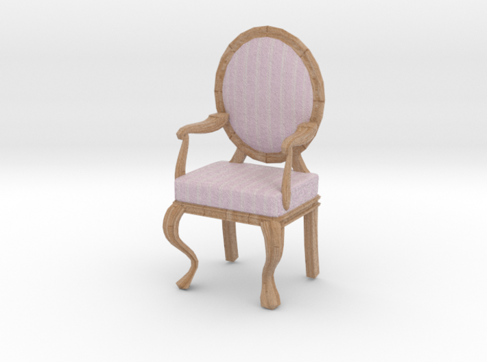 1:12 Scale Pink Striped/Pale Oak Louis XVI Chair 3d printed