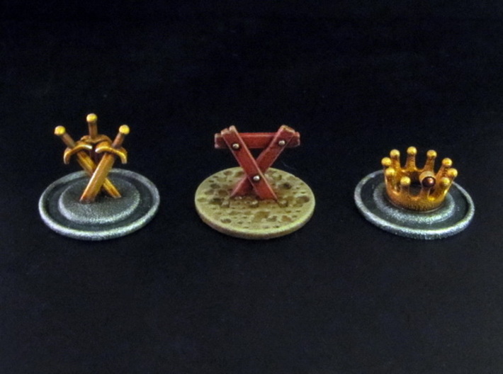 CitOW tokens (26 pcs) - crown, sword, triangle 3d printed Hand-Painted White Strong Flexible