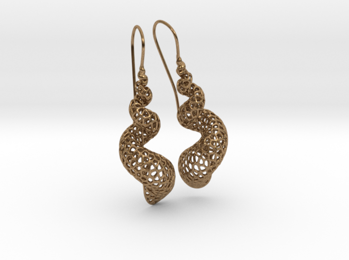 Turitella Shell Voronoi Fishhook Earring Pair 3d printed