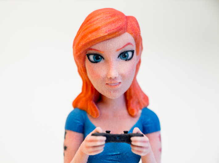 Redhead gamer girl mini bust 3d printed Closeup!