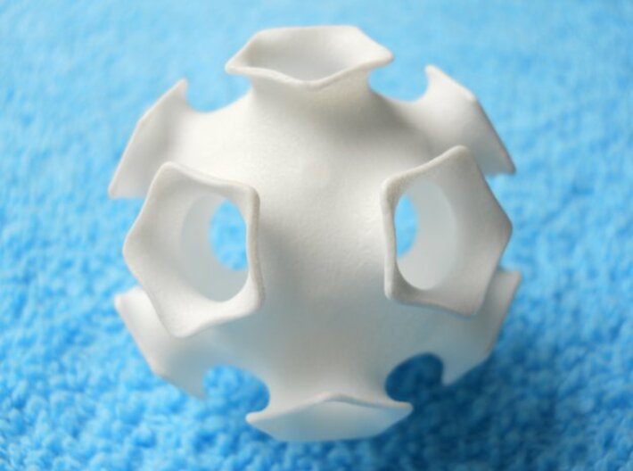 Icosahedral minimal surface 2 (solid, 2 in) 3d printed Desktop-sized minimal surface math sculpture with organic, floral design and lots of symmetry