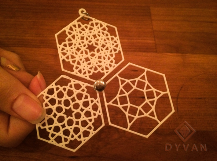 Pendant with layered mosaic patterns 3d printed