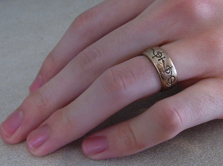 "T'hy'la" Vulcan Script Ring - Engraved Style 3d printed Pictured: Stainless Steel