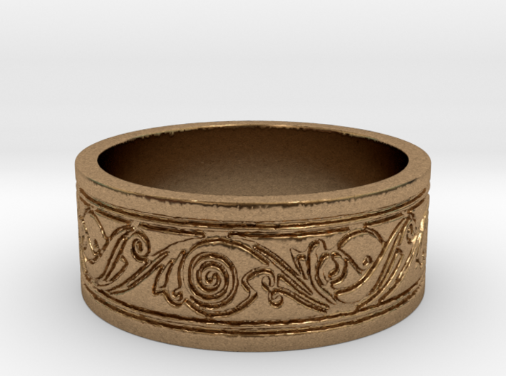 Viking Swirled Linework Ring 3d printed