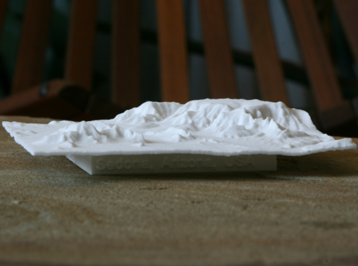 4'' Sedona Terrain Model, Arizona, USA 3d printed View of 4" model looking North