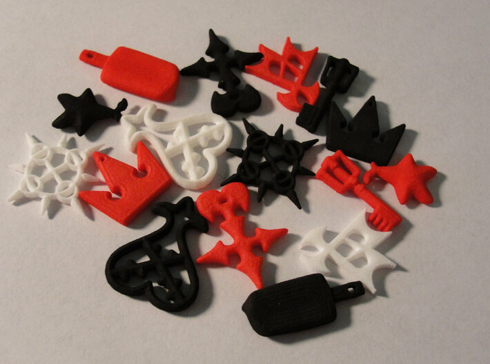 KH Charms: Basic Set  3d printed strong and flexible in red white and black