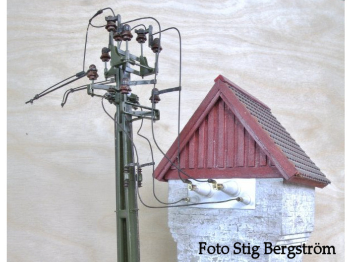 50 kontaktledningsisolatorer av SJ äldre model 3d printed Bygge Stig Bergström, observera att han använt en äldre version