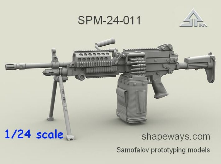 1/24 SPM-24-011 m249 MK48mod0 7,62mm machine gun 3d printed