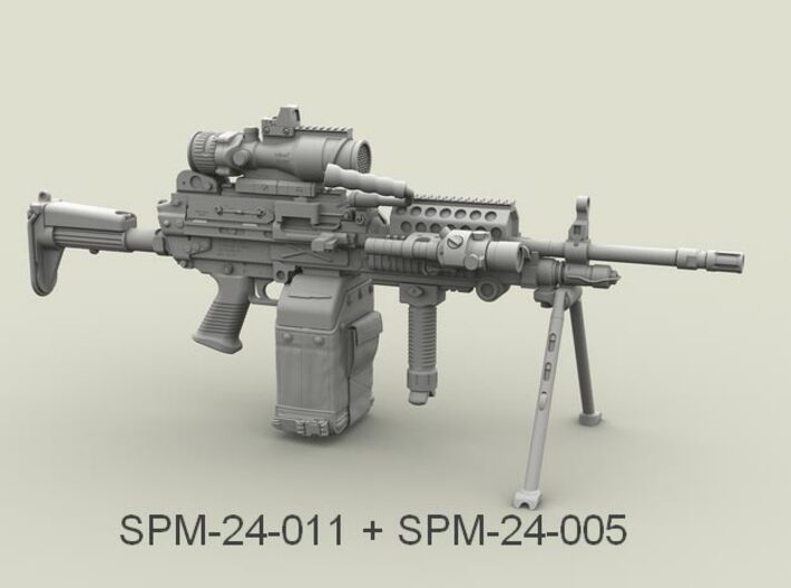 1/24 SPM-24-011 m249 MK48mod0 7,62mm machine gun 3d printed 
