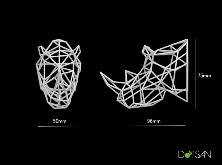 3D Printed Wired Life Rhino Trophy Head Medium 3d printed