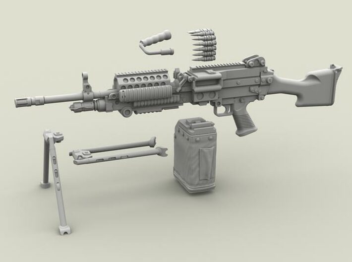 1/18 SPM-18-007 m249 MK48mod0 7,62mm machine gun 3d printed 