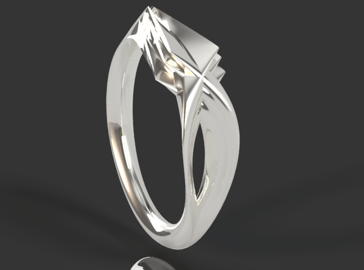Pride Ring, Side 1 3d printed Initial Design - shows interlocking pattern or ring side 1 and side 2